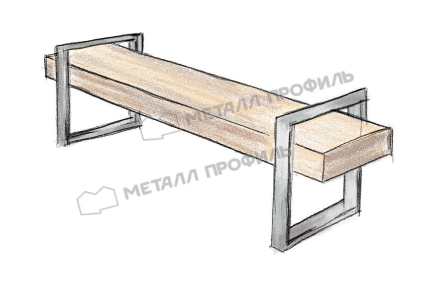 Деревянная скамейка с металлическими опорами