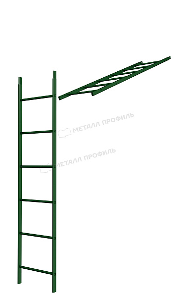 Лестница кровельная стеновая дл. 1860 мм без кронштейнов (6005) ― купить по умеренным ценам в Москве.