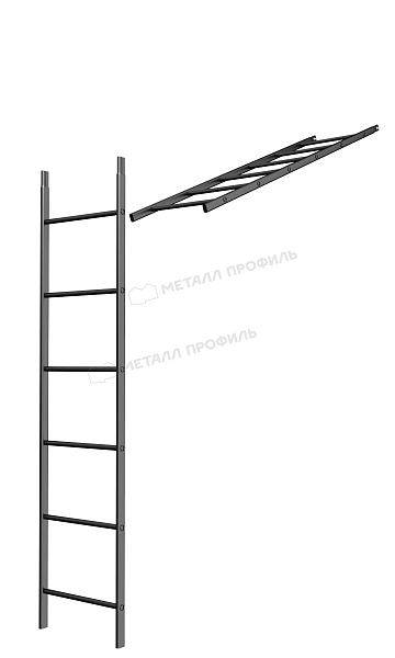 Лестница кровельная стеновая МП дл. 1860 мм без кронштейнов (9005)_1шт и метизы купить в Москве, по стоимости 5665 ₽.