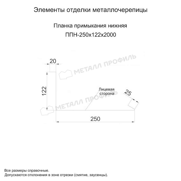 Планка примыкания нижняя 250х122х2000 (ПЭ-01-6029-0.45) ― купить в Москве по приемлемым ценам.